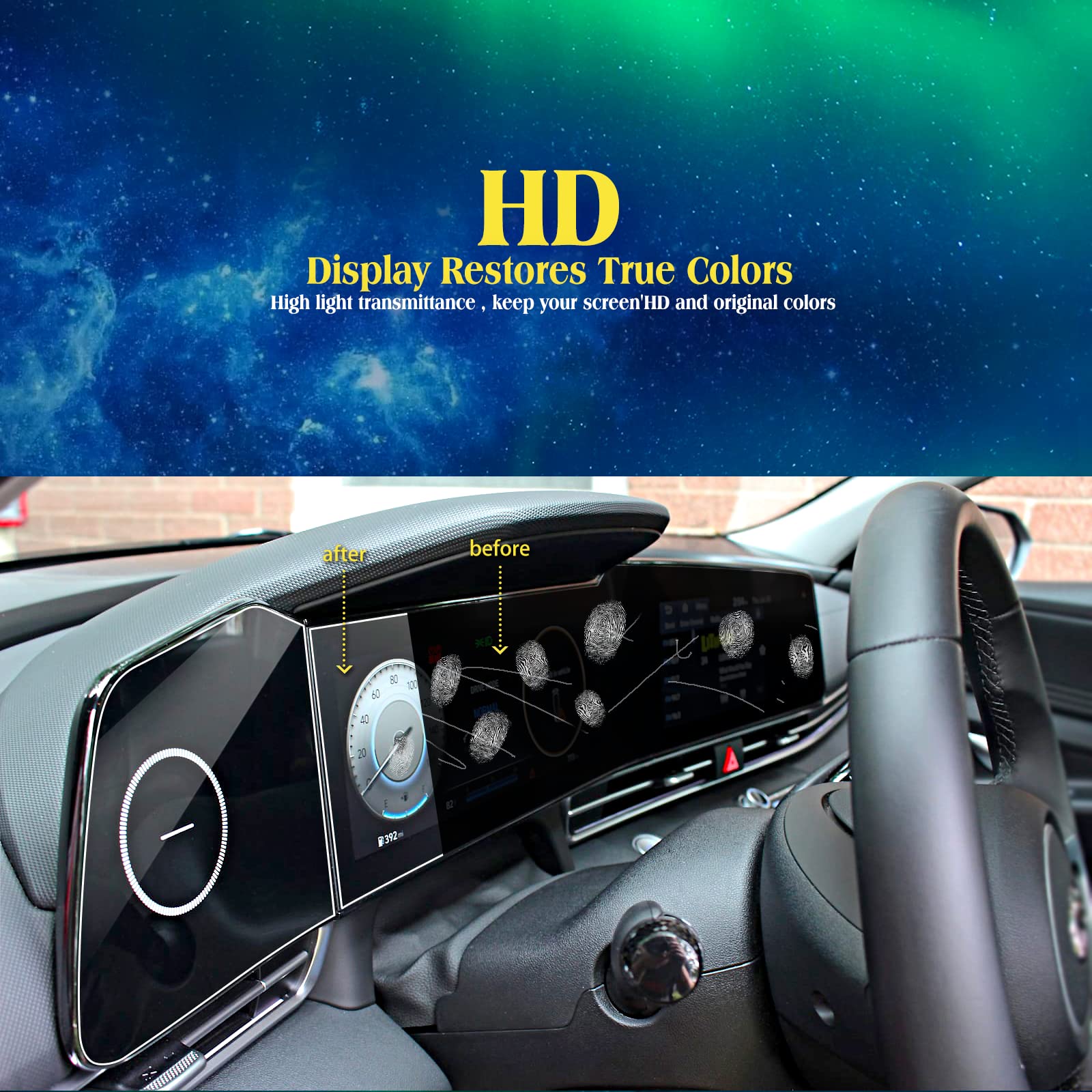 Eueky 2Pcs 2024 Screen Protector For Hyundai Elantra 2021 2022 2023 Accessories Navigation And Dashboard Touchscreen Protective